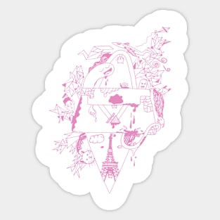 Light Pink Seven Cats In Paris Sticker